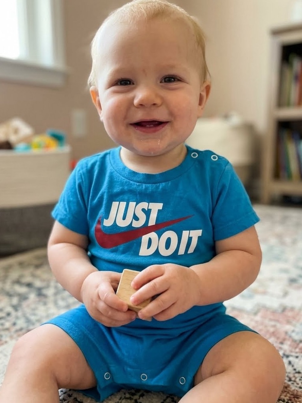 Nike Infant Boys "Just Do It" Graphic Short-Sleeve Knit Romper 12M